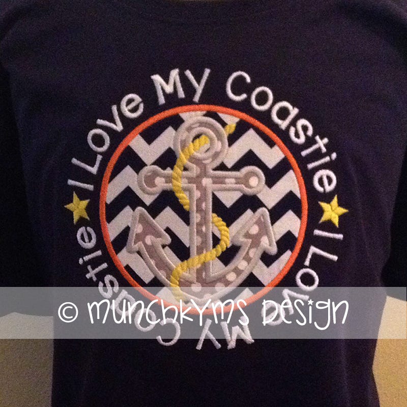 I Love My Coastie | Machine Embroidery Designs by JuJu
