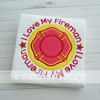 I Love My Fireman | Machine Embroidery Designs by JuJu