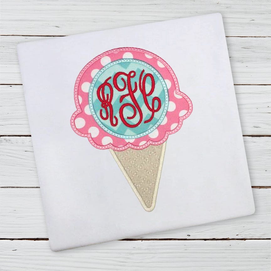 Mono Ice Cream Cone | Machine Embroidery Designs by JuJu