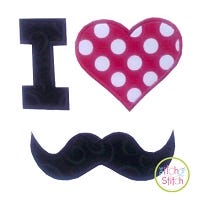 I Heart Mustache Applique | Machine Embroidery Designs by JuJu