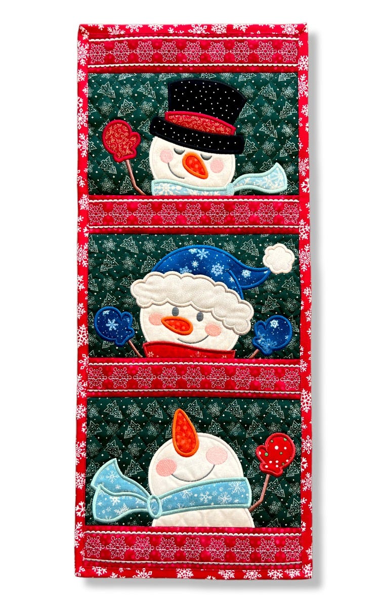 ITH Snowmen Wall Hanging | Machine Embroidery Designs by JuJu
                            
