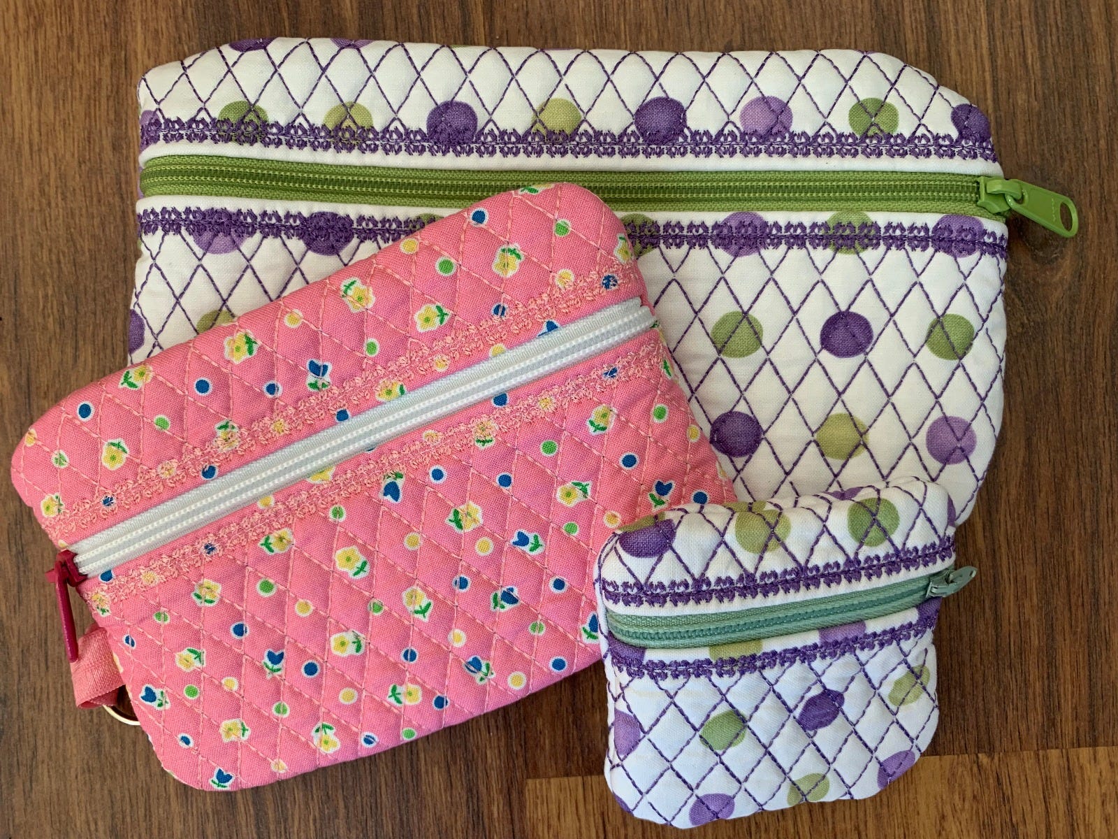 Quilted In The Hoop Zipper Bags 1 | Machine Embroidery Designs by JuJu