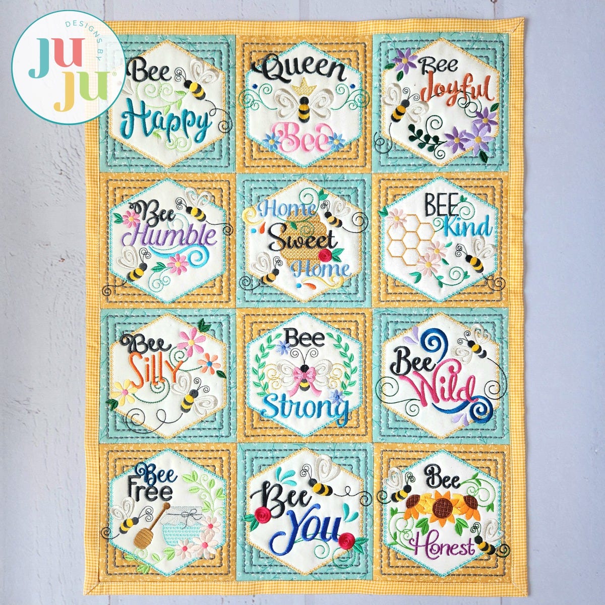 In The Hoop Bee Attitudes Wall Hanging Project