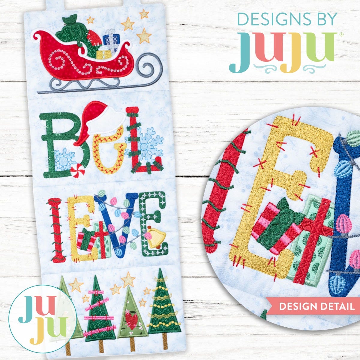In The Hoop Believe Wall Hanging Decoration | Designs by JuJu 