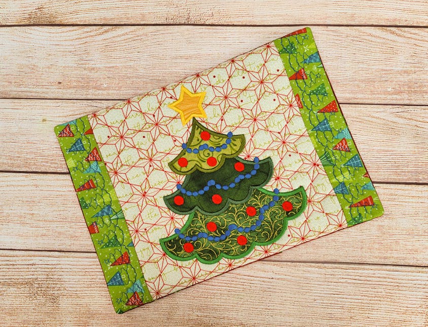 ITH Christmas Tree Mug Rug | Machine Embroidery Designs by JuJu