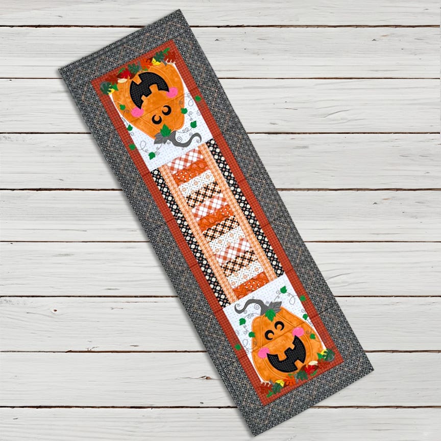 ITH Modular Jack O Lantern Table Runner | Machine Embroidery Designs by JuJu