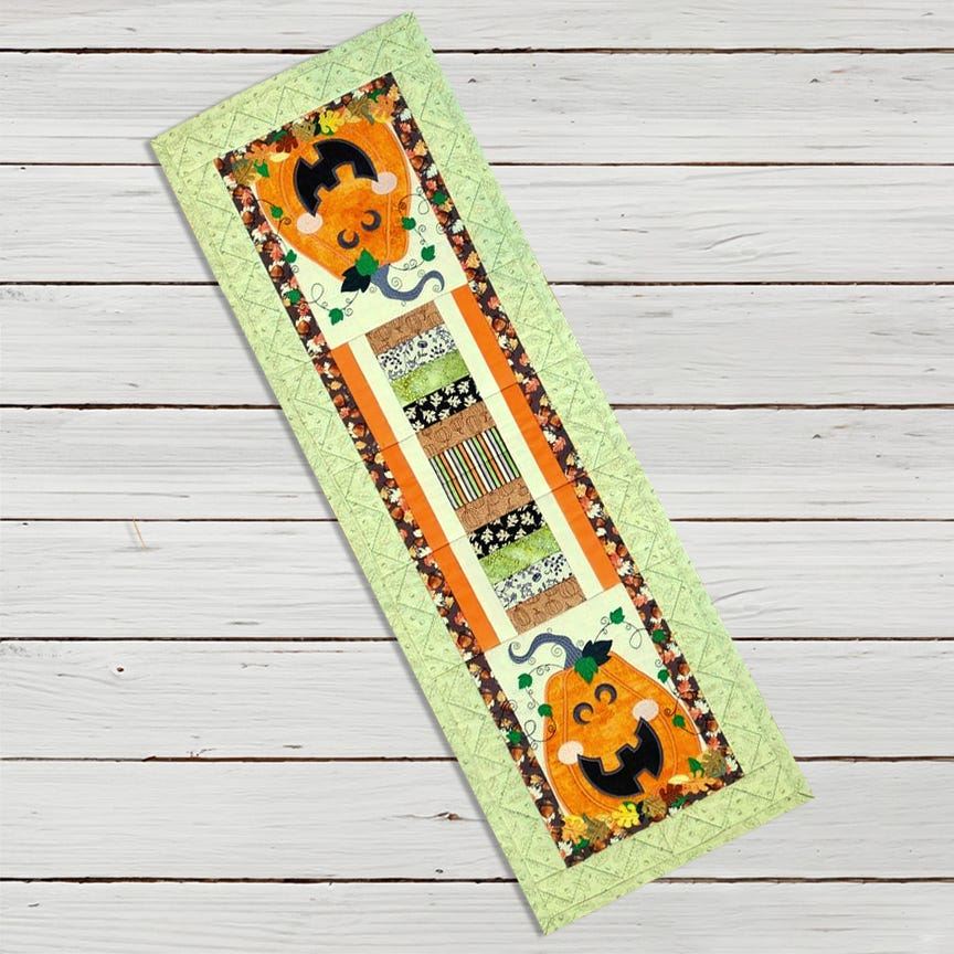 ITH Modular Jack O Lantern Table Runner | Machine Embroidery Designs by JuJu