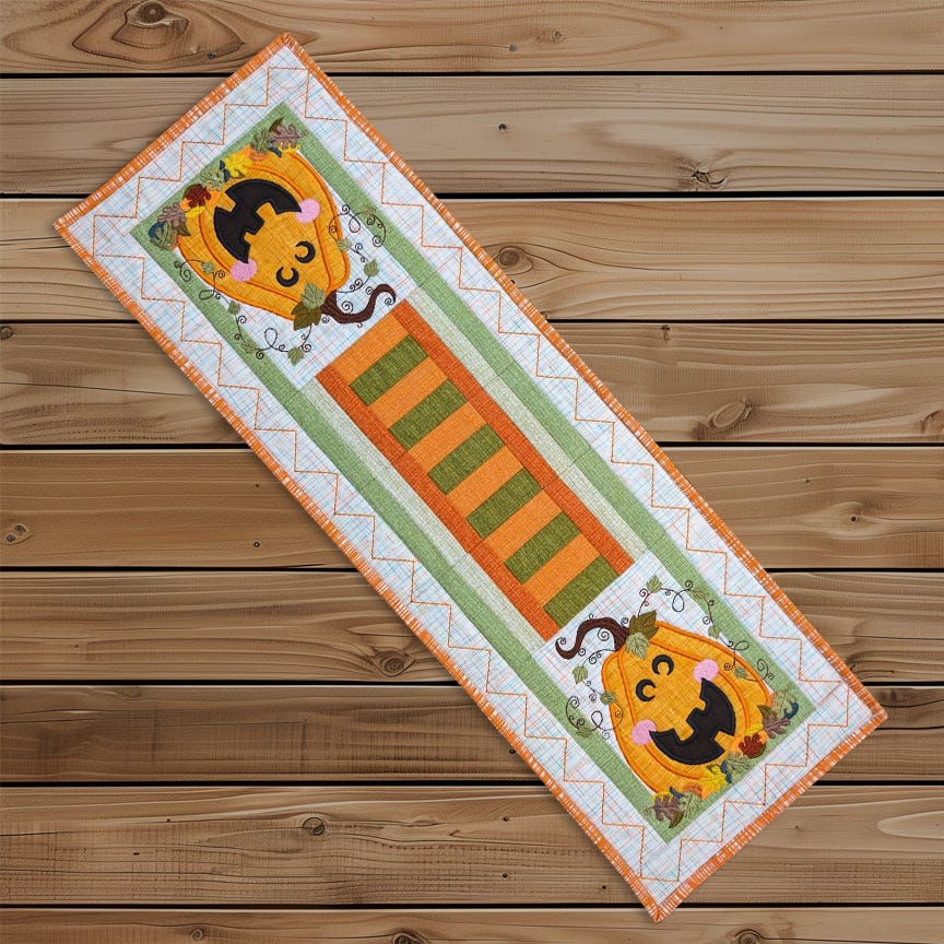 ITH Modular Jack O Lantern Table Runner | Machine Embroidery Designs by JuJu
