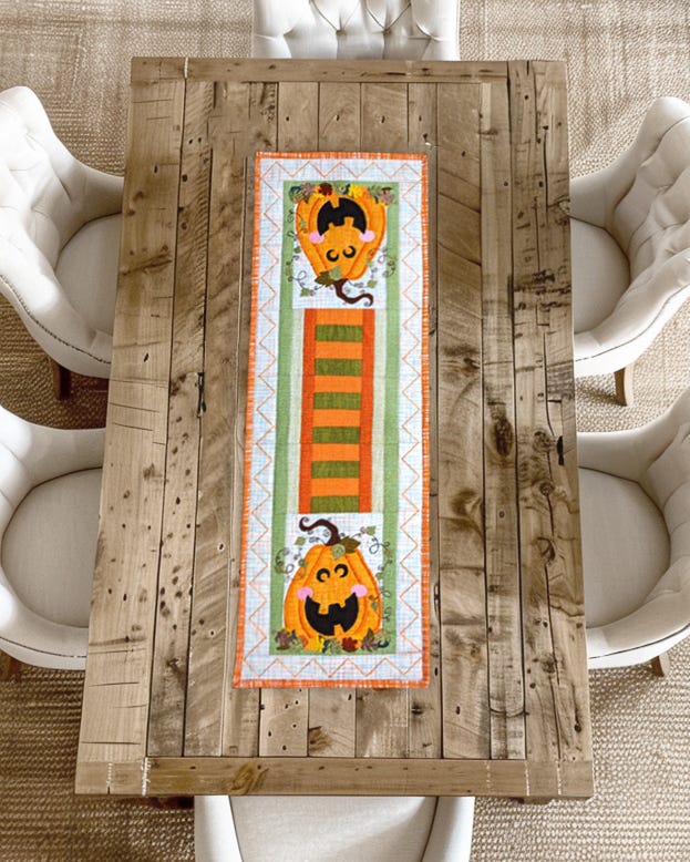 ITH Modular Jack O Lantern Table Runner | Machine Embroidery Designs by JuJu