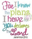 Jeremiah 29:11 For I know the Plans I have For You | Machine Embroidery Designs by JuJu