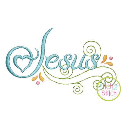 Itch 2 Stitch Jesus Swirl Digital Embroidery Machine Designs by JuJu