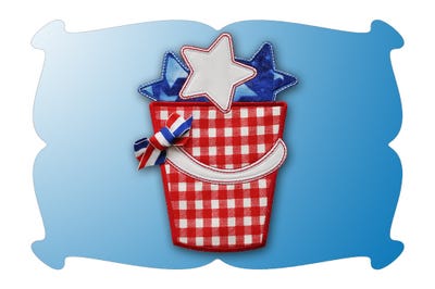 July 4th Bucket of Stars Applique