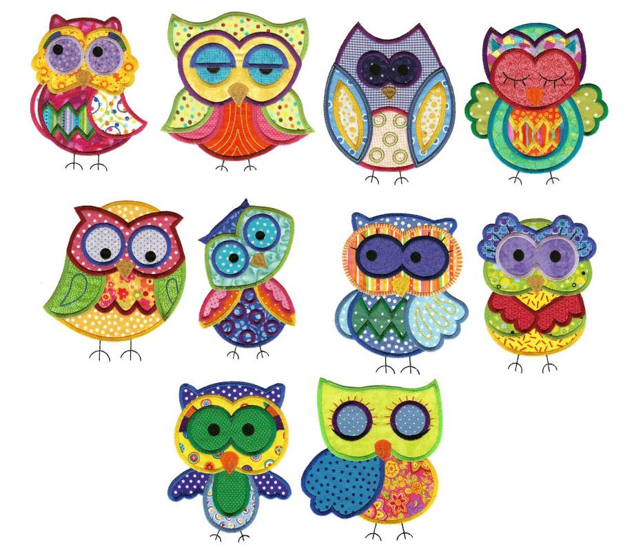 Jumbo A Hoot and a Half Set 1 Applique Machine Embroidery Designs by JuJu 