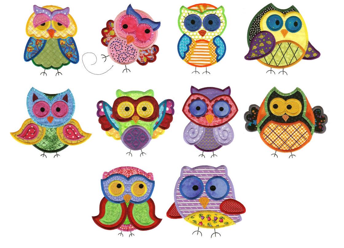 Jumbo A Hoot and a Half Set 2 Applique Machine Embroidery Designs by JuJu 