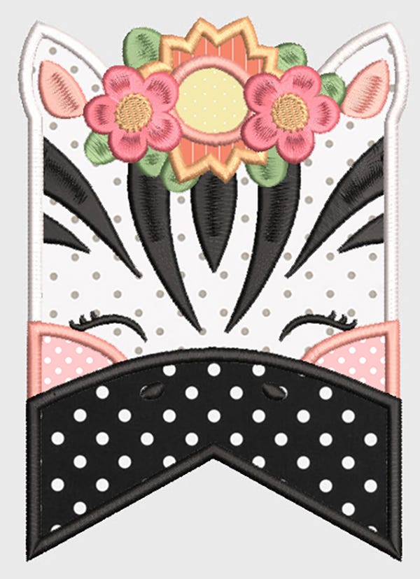 Jungle Animal Flags Girls Applique Machine Embroidery Designs by JuJu 