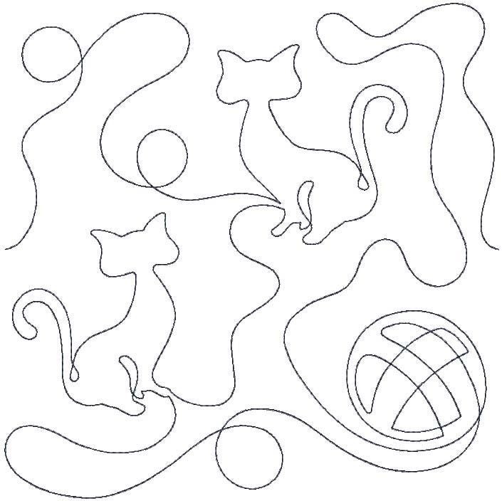 Kitty and Yarn End-to-End Quilting | Machine Embroidery Designs by JuJu