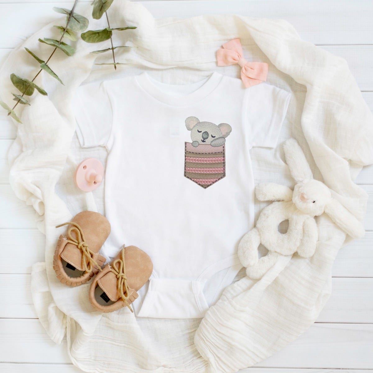 Pocket Koala | Machine Embroidery Designs by JuJu