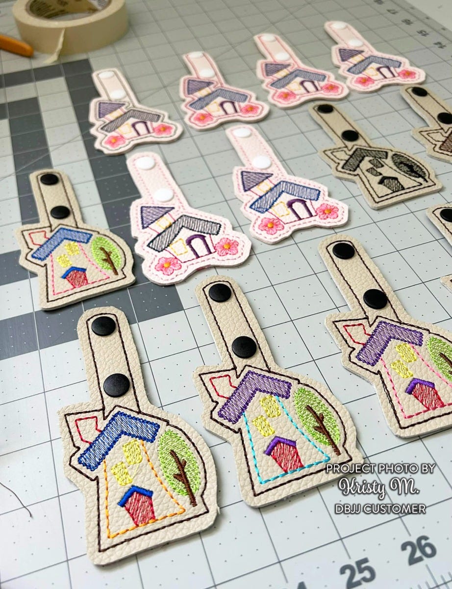 In The Hoop Little House Key Fobs Set