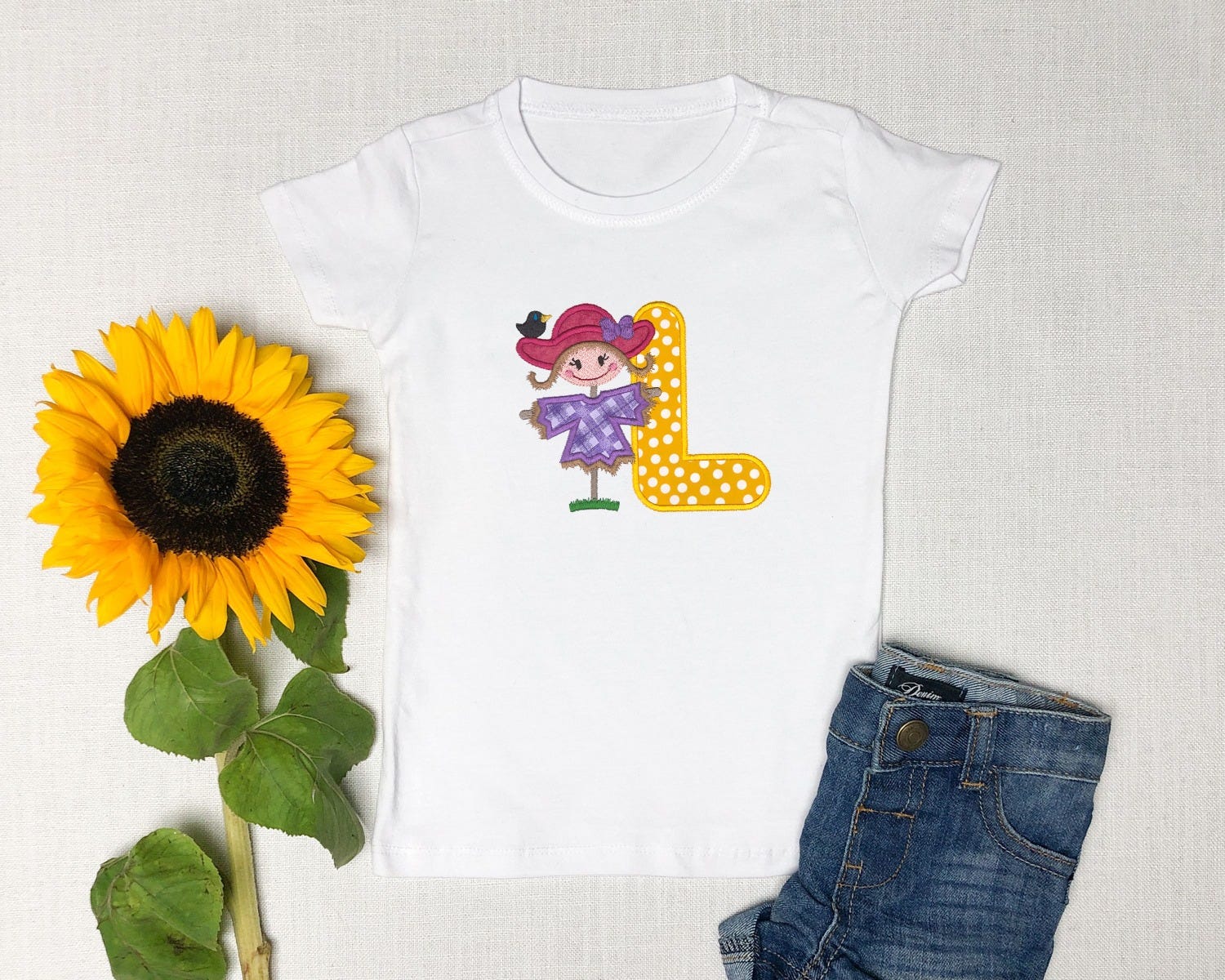 Scarecrow Girl Applique Alphabet | Machine Embroidery Designs by JuJu