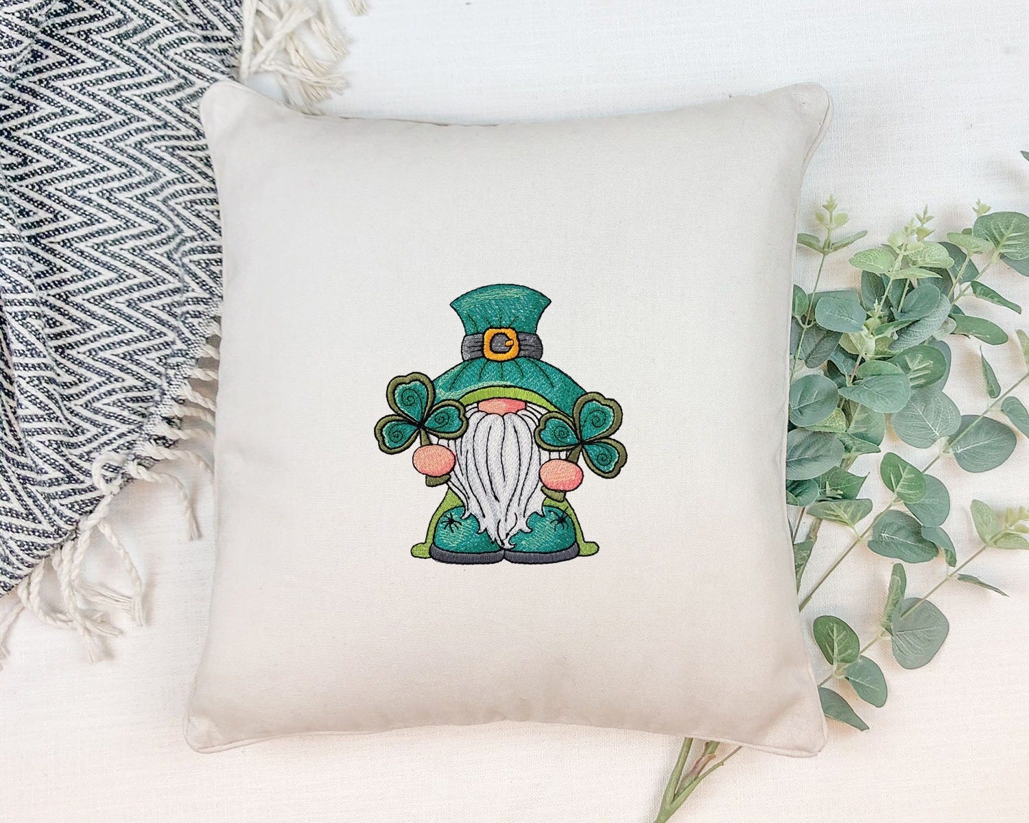 St Patricks Gnome 2 Shamrocks | Machine Embroidery Designs by JuJu