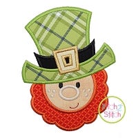 Leprechaun Face Boy Applique Design | Machine Embroidery Designs by JuJu