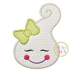 Little Ghost Face Girl Applique | Machine Embroidery Designs by JuJu