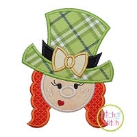 Leprechaun Face Girl Applique Design | Machine Embroidery Designs by JuJu