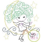 Little Witch on Moon Bean Embroidery | Machine Embroidery Designs by JuJu