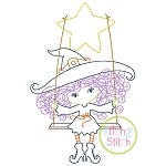 Little Witch on Swing Bean Embroidery | Machine Embroidery Designs by JuJu