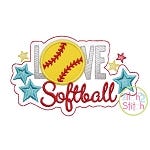Love Softball Applique | Machine Embroidery Designs by JuJu