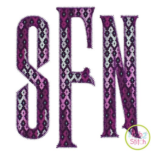 Mansion Zig Zag Applique Monogram Font | Machine Embroidery Designs by JuJu