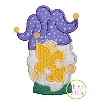 Gnome Mardi Gras Applique Design | Machine Embroidery Designs by JuJu
