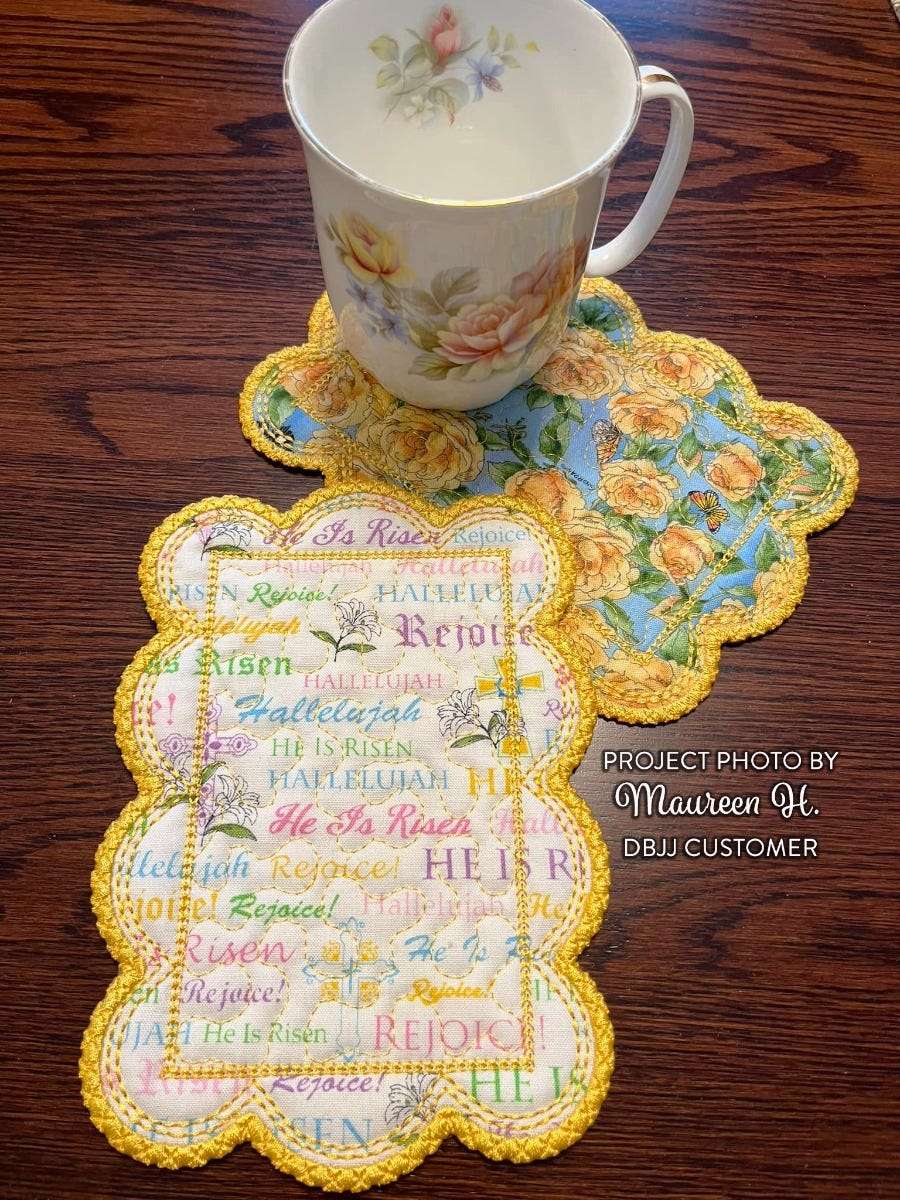 ITH Satin Quilted Scallop Mug Rugs