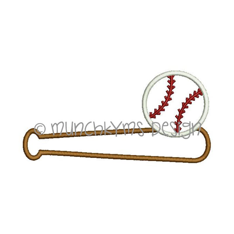 Baseball Bat And Ball Applique | Machine Embroidery Designs by JuJu
