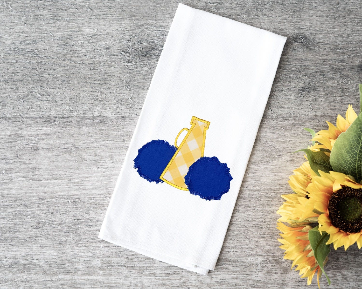 Megaphone Raggy Pom Poms Applique | Machine Embroidery Designs by JuJu