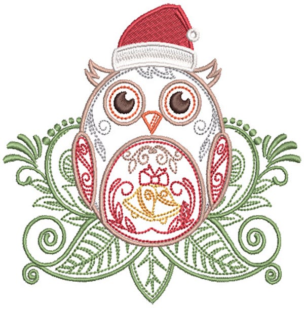 Mehndi Christmas Owls Machine Embroidery Designs by JuJu
