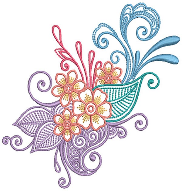 Mehndi Floral Machine Embroidery Designs by JuJu