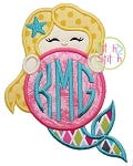 Mermaid Monogram Peeker Applique | Machine Embroidery Designs by JuJu