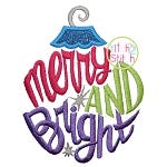 Merry and Bright Ornament Applique | Machine Embroidery Designs by JuJu