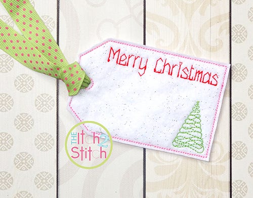ITH Merry Christmas Tree Gift Card Holder and Tag | Machine Embroidery Designs by JuJu