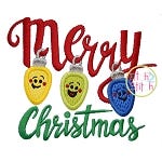 Merry Christmas Lights Applique | Machine Embroidery Designs by JuJu