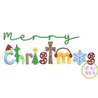 Merry Christmas Word Art Embroidery | Machine Embroidery Designs by JuJu
