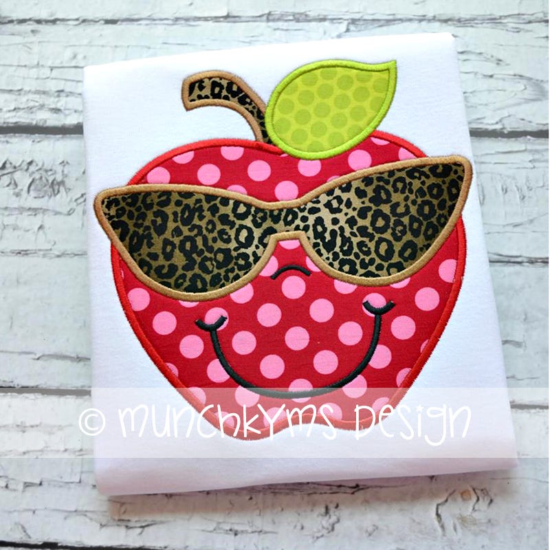 Miss Cool Apple Applique | Machine Embroidery Designs by JuJu