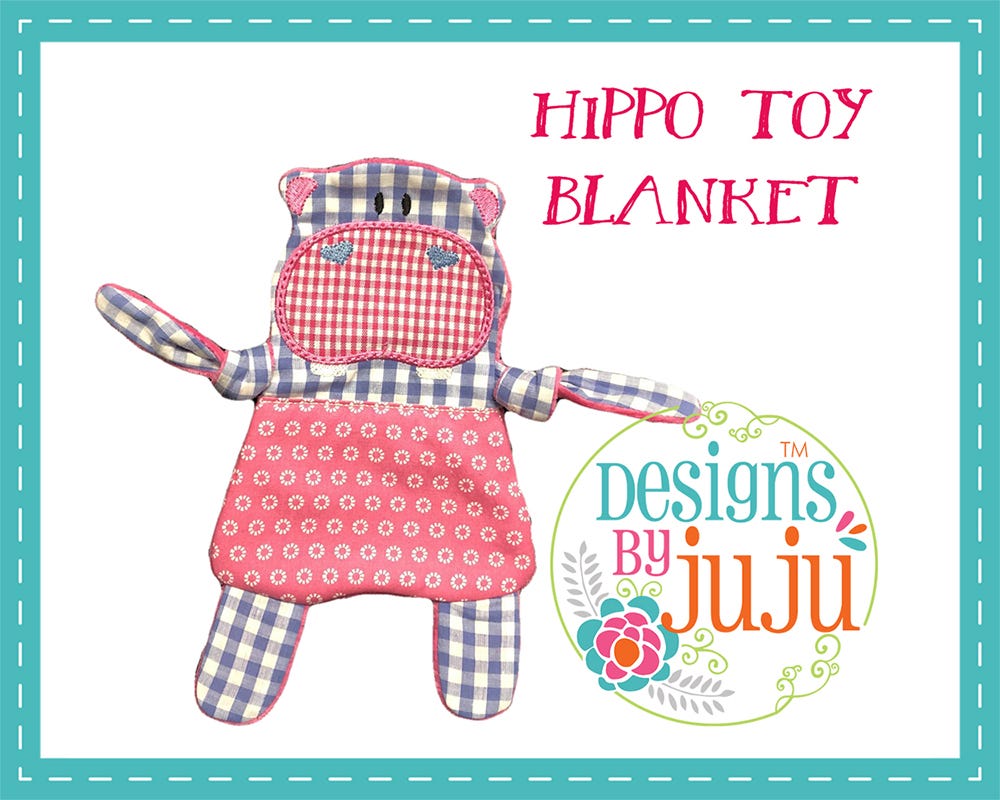 Hippo Toy Blanket | Machine Embroidery Designs by JuJu