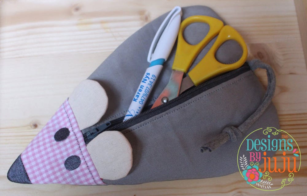 Mouse Zipper Pouch | Machine Embroidery Designs by JuJu
