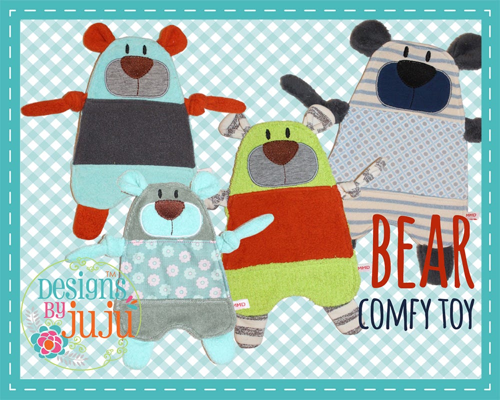 Bear Comfy Toy | Machine Embroidery Designs by JuJu