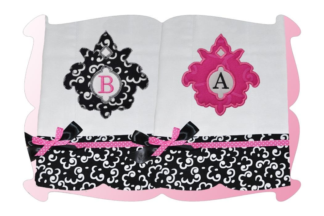 Modern Monogrammed Damask Applique | Machine Embroidery Designs by JuJu