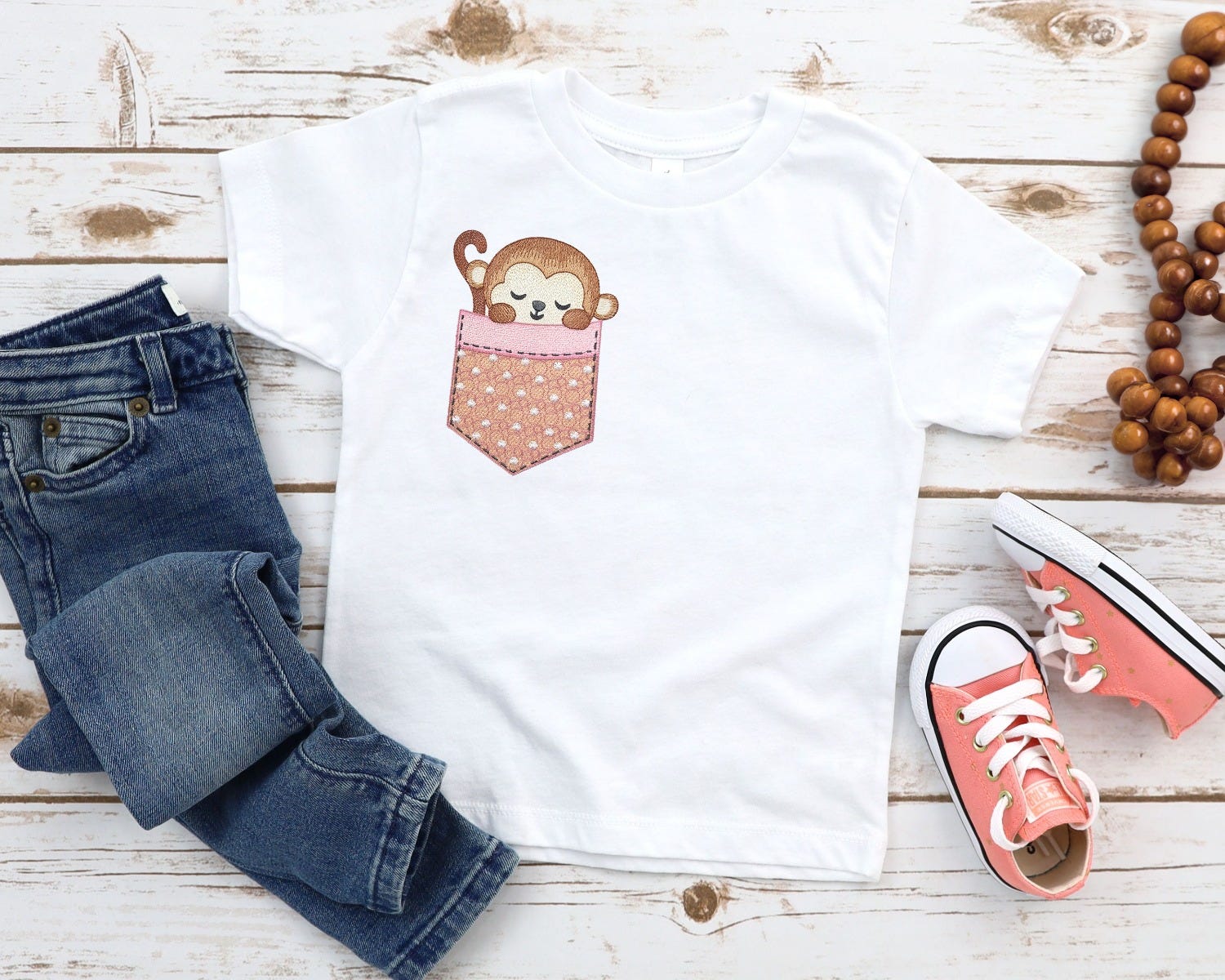 Pocket Monkey | Machine Embroidery Designs by JuJu