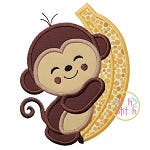 Monkey Hugs Banana Applique | Machine Embroidery Designs by JuJu