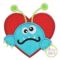 Monster in Heart Applique Design | Machine Embroidery Designs by JuJu